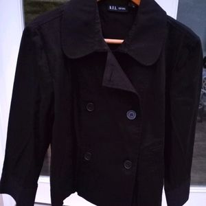 DFA New York Cotton Black Pea Coat Size Medium